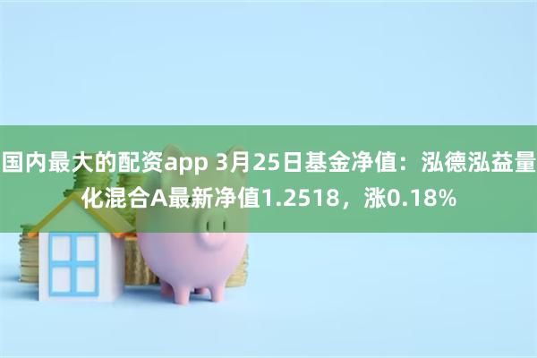 国内最大的配资app 3月25日基金净值：泓德泓益量化混合A最新净值1.2518，涨0.18%